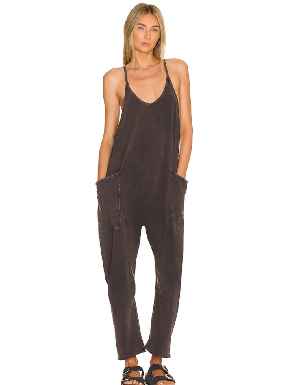 Washed Black Free People Hotshot Jumpsuit